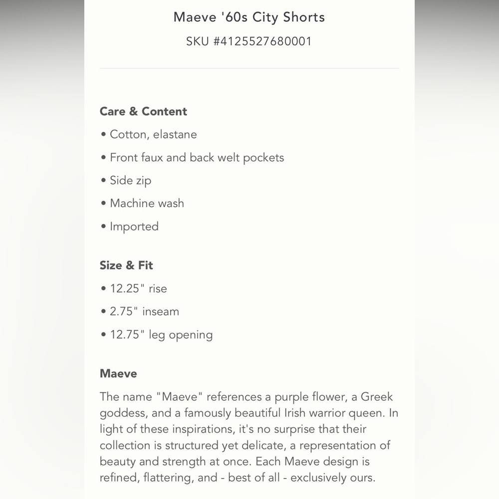 ANTHROPOLOGIE NWT Maeve '60s City Shorts Size 0. - Picture 8 of 13
